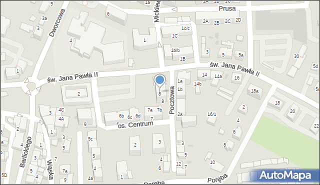 Łaziska Górne, Pocztowa, 8, mapa Łaziska Górne