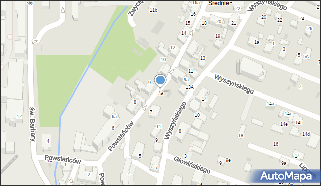 Łaziska Górne, Powstańców, 7a, mapa Łaziska Górne