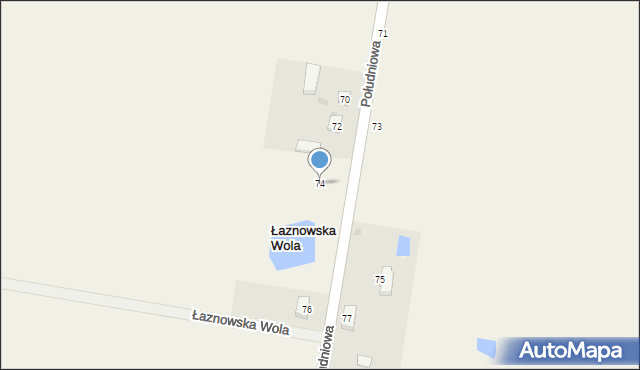 Łaznowska Wola, Południowa, 74, mapa Łaznowska Wola