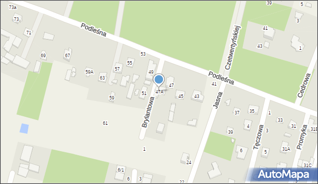 Łazy, Podleśna, 47A, mapa Łazy