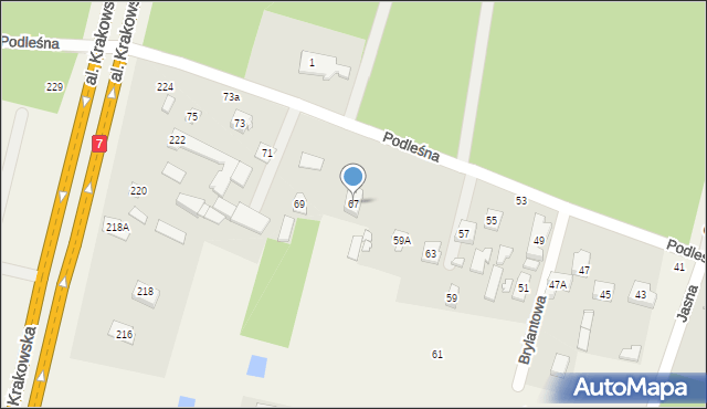 Łazy, Podleśna, 67, mapa Łazy