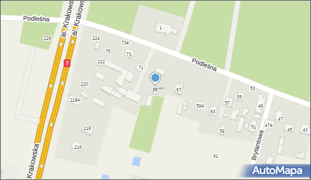 Łazy, Podleśna, 69, mapa Łazy