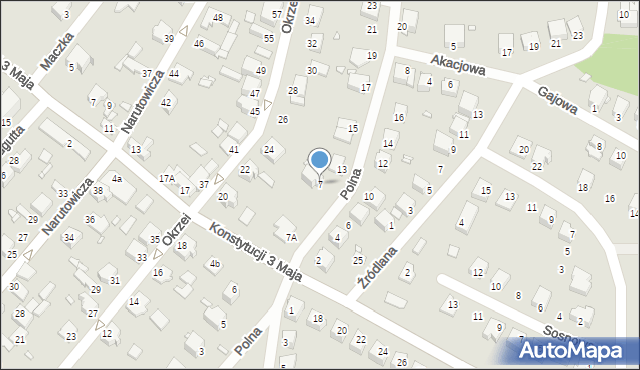 Łazy, Polna, 7, mapa Łazy