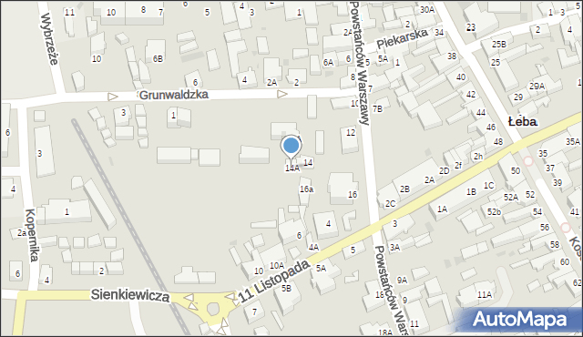 Łeba, Powstańców Warszawy, 14A, mapa Łeba