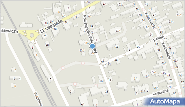 Łeba, Powstańców Warszawy, 20, mapa Łeba