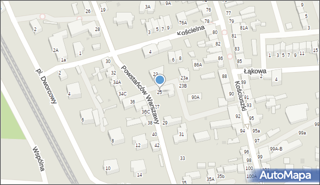 Łeba, Powstańców Warszawy, 25, mapa Łeba