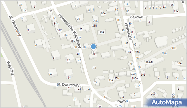 Łeba, Powstańców Warszawy, 31, mapa Łeba