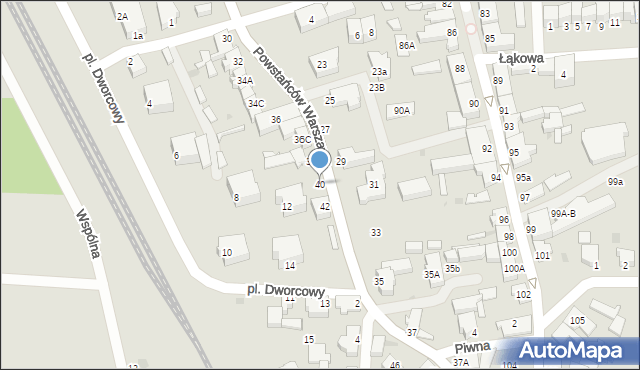 Łeba, Powstańców Warszawy, 40, mapa Łeba