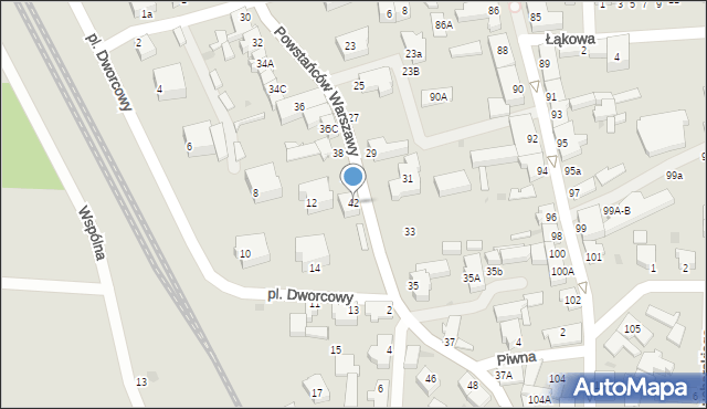 Łeba, Powstańców Warszawy, 42, mapa Łeba