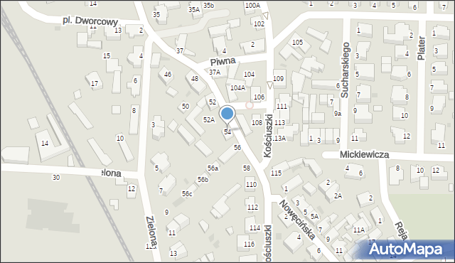 Łeba, Powstańców Warszawy, 54, mapa Łeba