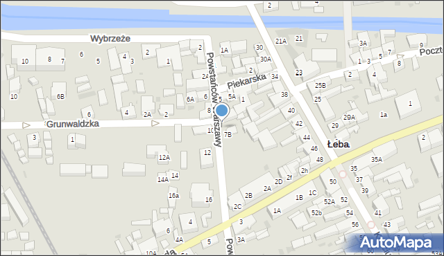 Łeba, Powstańców Warszawy, 7A, mapa Łeba
