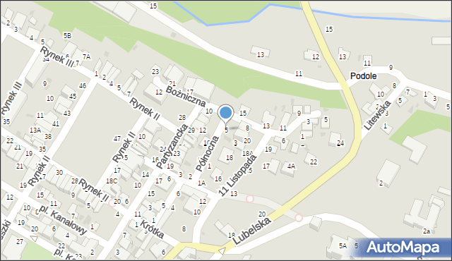 Łęczna, Północna, 5, mapa Łęczna