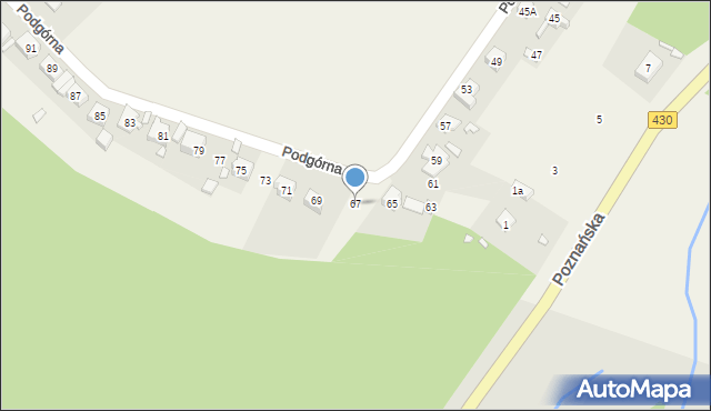 Łęczyca, Podgórna, 67, mapa Łęczyca