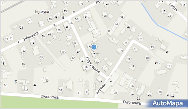 Łęczyca, Poprzeczna, 7, mapa Łęczyca