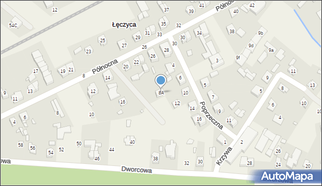 Łęczyca, Poprzeczna, 8A, mapa Łęczyca