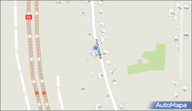 Lędziny, Podmiejska, 28, mapa Lędziny