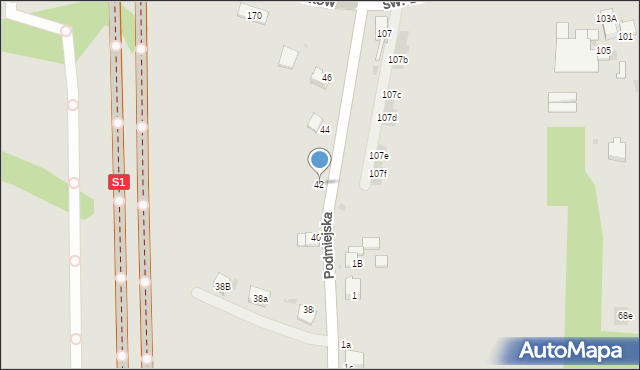 Lędziny, Podmiejska, 42, mapa Lędziny