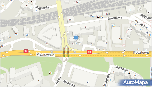 Legnica, Pocztowa, 8, mapa Legnicy