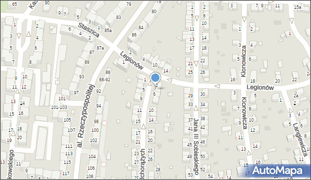 Legnica, Podchorążych, 4, mapa Legnicy