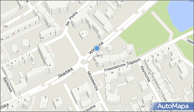 Legnica, Powstańców Śląskich, 13b, mapa Legnicy