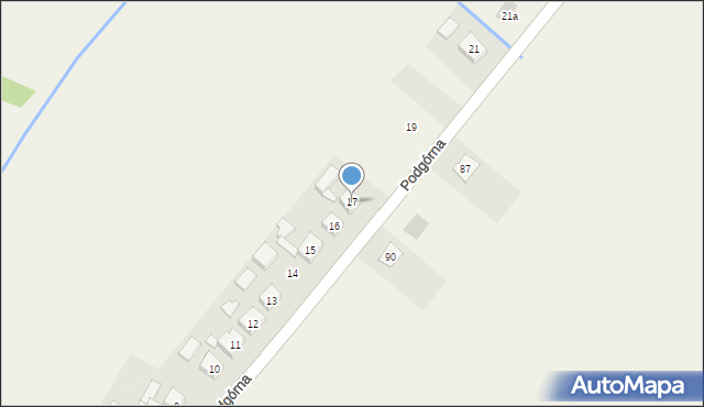 Łekno, Podgórna, 17, mapa Łekno