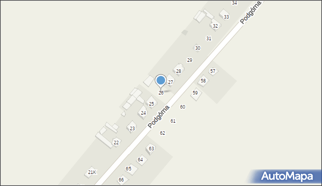 Łekno, Podgórna, 26, mapa Łekno