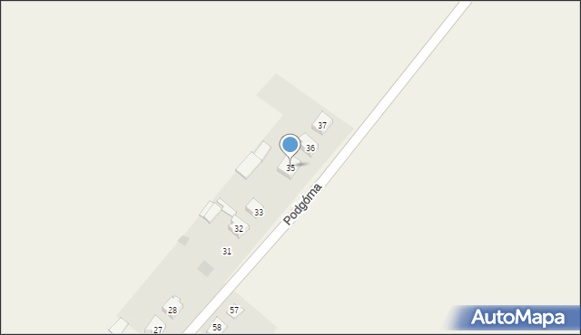 Łekno, Podgórna, 35, mapa Łekno