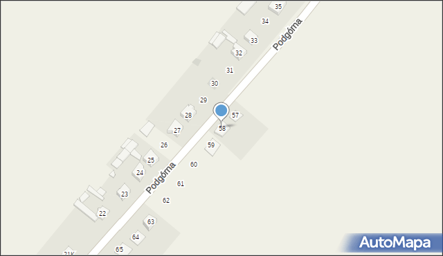 Łekno, Podgórna, 58, mapa Łekno