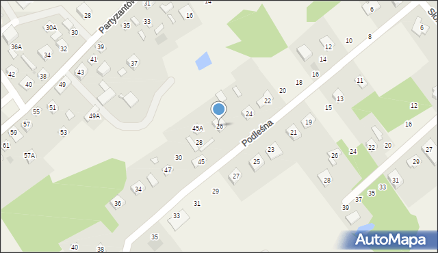 Leoncin, Podleśna, 26, mapa Leoncin