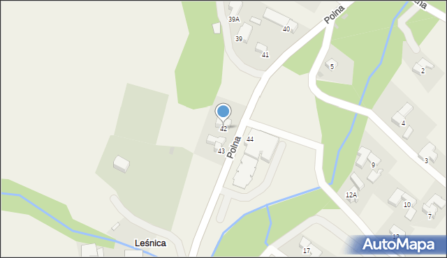 Leśnica, Polna, 42, mapa Leśnica