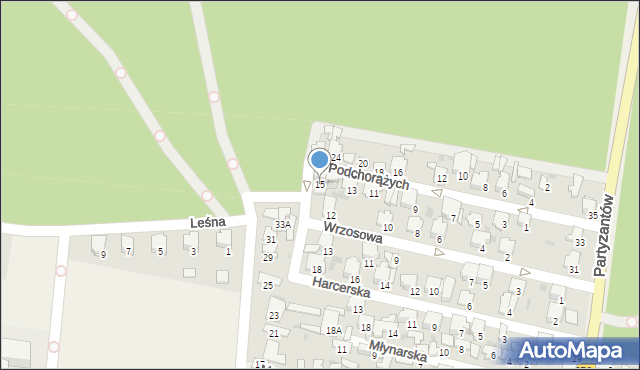 Leszno, Podchorążych, 15, mapa Leszno