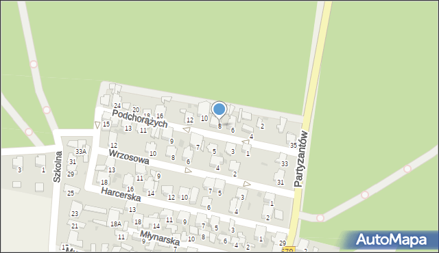 Leszno, Podchorążych, 8, mapa Leszno