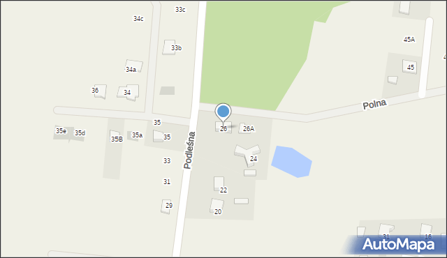 Leszno, Podleśna, 26, mapa Leszno