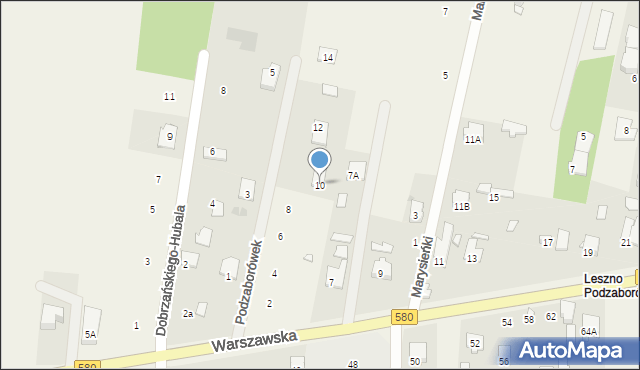Leszno, Podzaborówek, 10, mapa Leszno