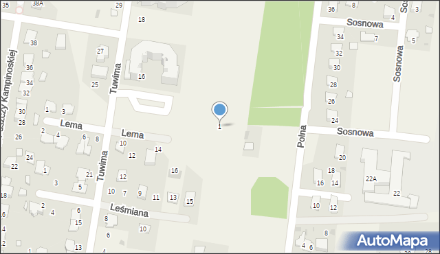 Leszno, Polna, 1, mapa Leszno