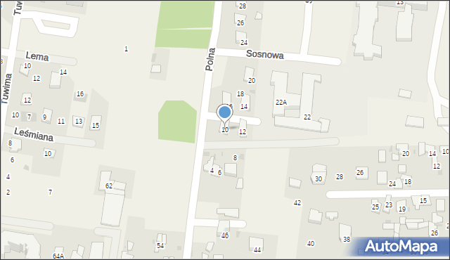 Leszno, Polna, 10, mapa Leszno