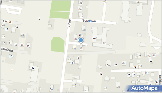 Leszno, Polna, 12a, mapa Leszno