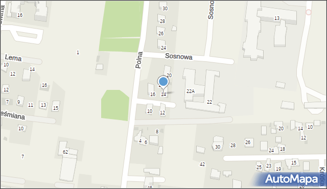 Leszno, Polna, 14, mapa Leszno