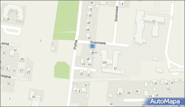 Leszno, Polna, 20, mapa Leszno