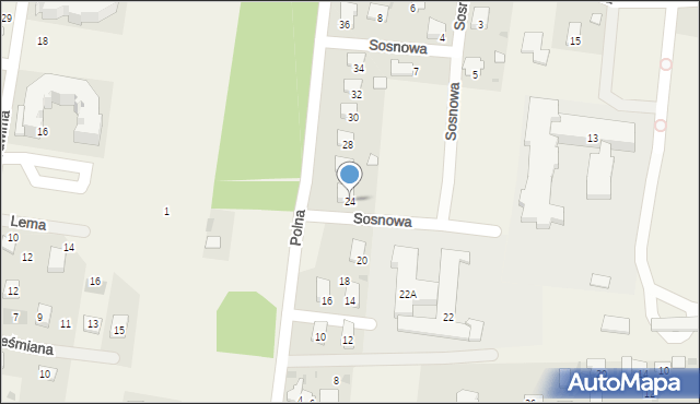 Leszno, Polna, 24, mapa Leszno