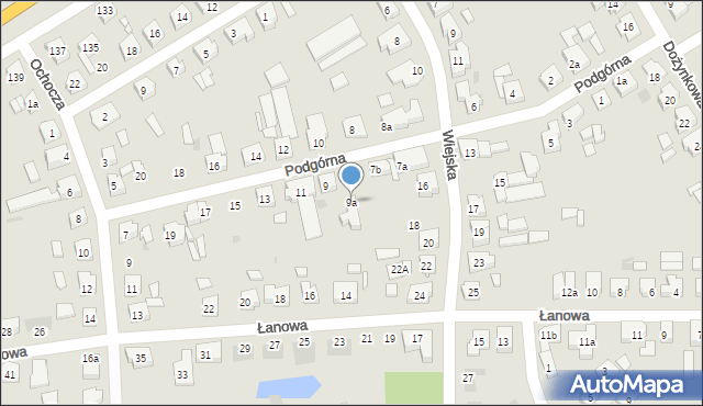 Leszno, Podgórna, 9a, mapa Leszno