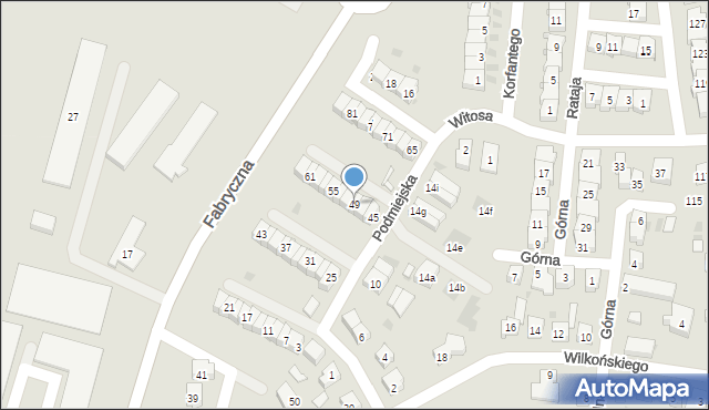 Leszno, Podmiejska, 49, mapa Leszno