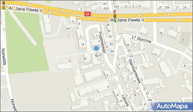 Leszno, Poplińskiego Jana, 5a, mapa Leszno