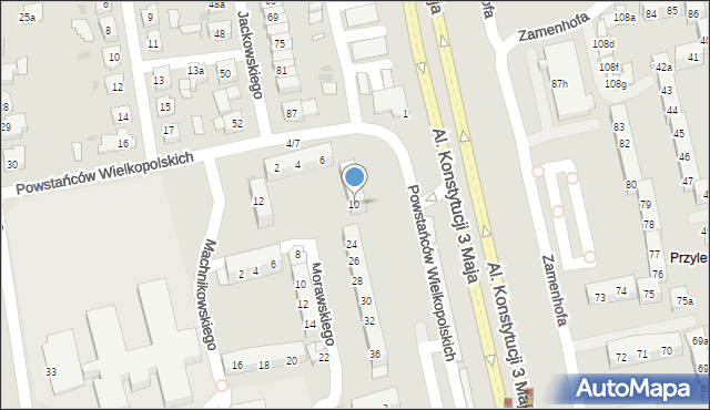 Leszno, Powstańców Wielkopolskich, 10, mapa Leszno