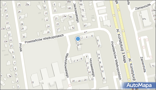 Leszno, Powstańców Wielkopolskich, 12, mapa Leszno