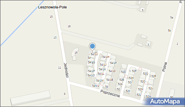 Lesznowola, Poprzeczna, 54U, mapa Lesznowola