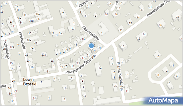 Lewin Brzeski, Powstańców Śląskich, 23, mapa Lewin Brzeski