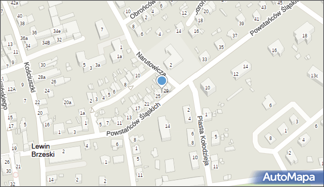 Lewin Brzeski, Powstańców Śląskich, 27, mapa Lewin Brzeski