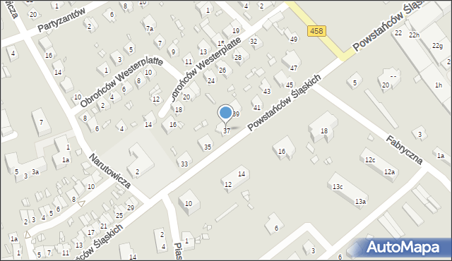 Lewin Brzeski, Powstańców Śląskich, 37, mapa Lewin Brzeski
