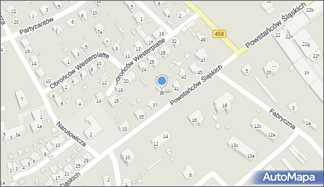 Lewin Brzeski, Powstańców Śląskich, 39, mapa Lewin Brzeski
